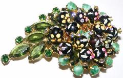 Green Navettes Brooch