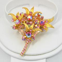 Pink Navettes Frosted Brooch