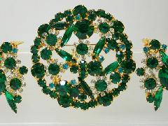 Green Navettes Earrings Clip