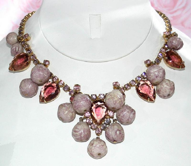 Front view of Purple (cardinal) Pear Givre Necklace