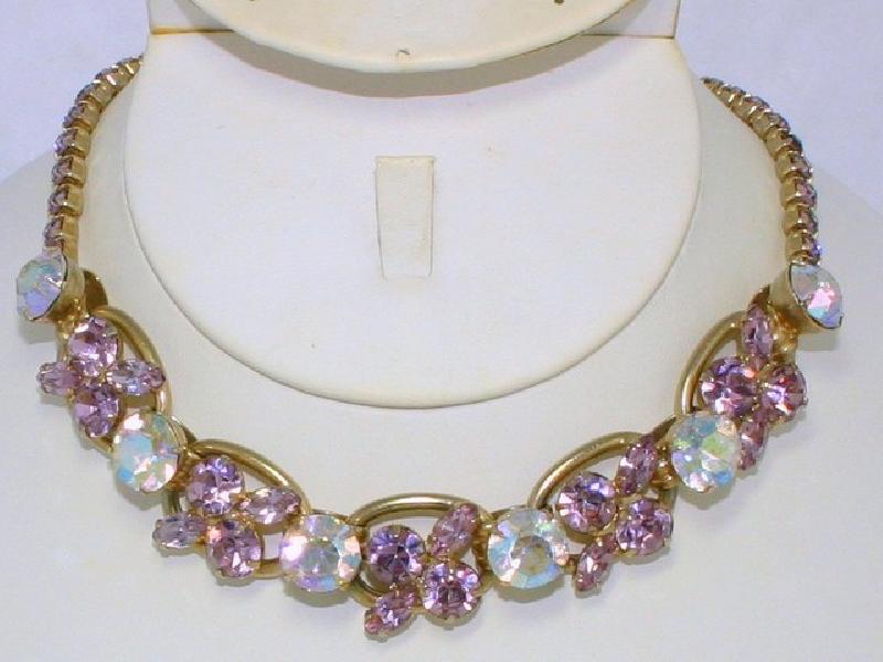 Front view of Purple (cardinal) Navettes Necklace