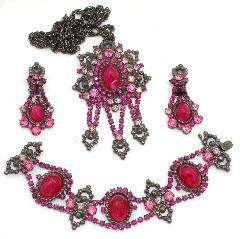 Pink Cabochons Plastic Bracelet Flat Push In