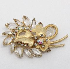 Clear Navettes Brooch