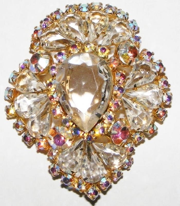 Front view of Clear Pear Brooch