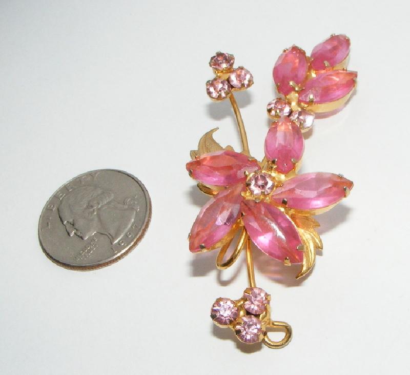 Front view of Pink Navettes Brooch