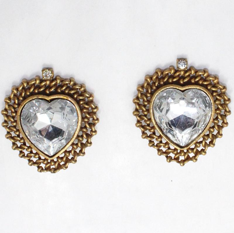 Front view of Clear Heart Earrings Clip