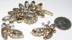 Gray (black Diamond) Navettes Earrings Clip