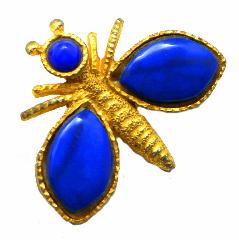 Blue Cabochons Plastic Brooch