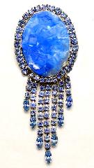 Blue Cabochons Molded/Cut Brooch