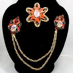Orange Navettes Painted Brooch