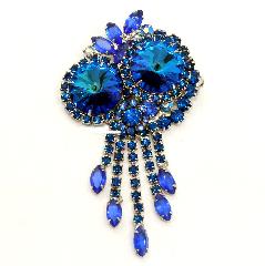 Blue Navettes Rivoli/Margarita Pin Pendant