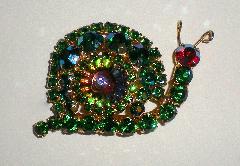 Green Chatons Only Rivoli/Margarita Brooch