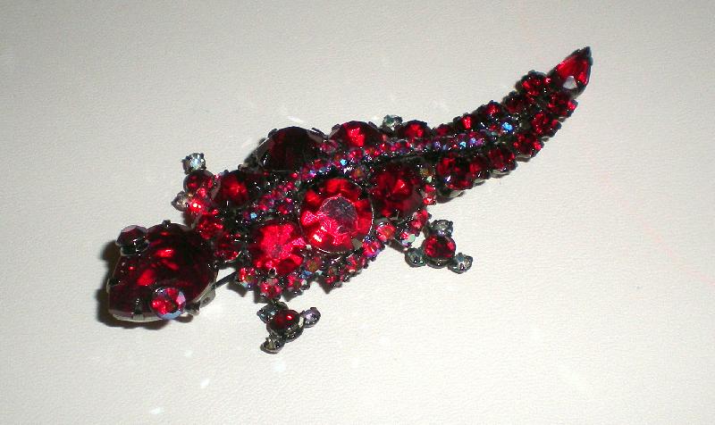 Front view of Red Pear Brooch