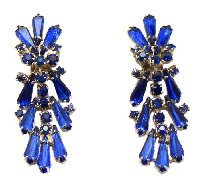Front view of Blue Spear Earrings Clip