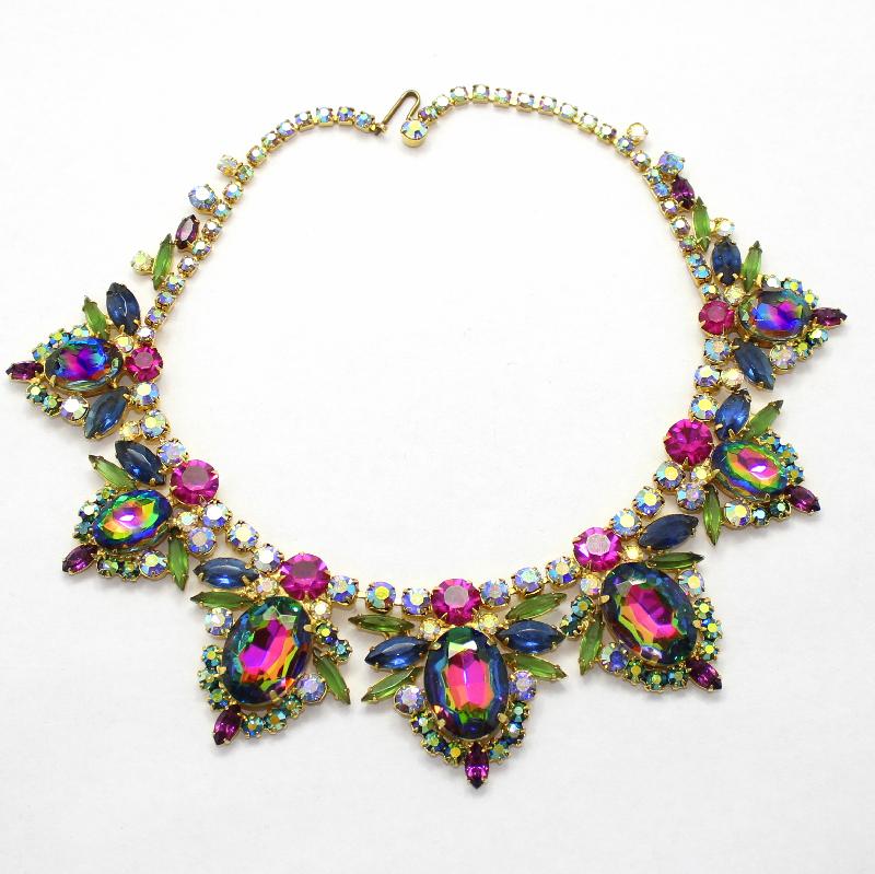 Front view of Multiple Colors Oval Multi-Color/Shaded Necklace