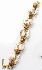 White (chalk Or Milk) Cabochons Striped Bracelet 5 Link