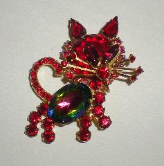 Red Oval Multi-Color/Shaded Brooch
