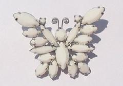 White (chalk Or Milk) Navettes Brooch