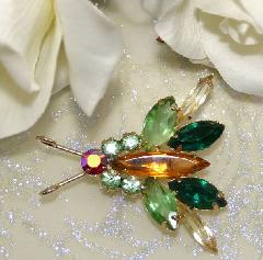 Green Navettes Brooch
