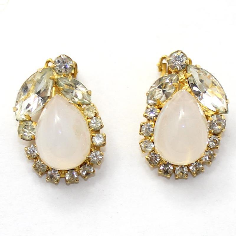 Front view of Clear Cabochons Earrings Clip