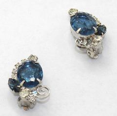 Blue Oval Earrings Clip