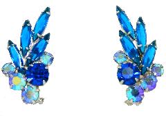 Blue Navettes Earrings Clip