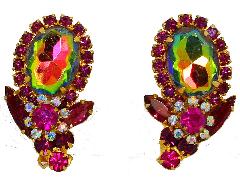 Purple (cardinal) Oval Multi-Color/Shaded Earrings Clip