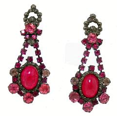 Pink Cabochons Plastic Earrings Clip