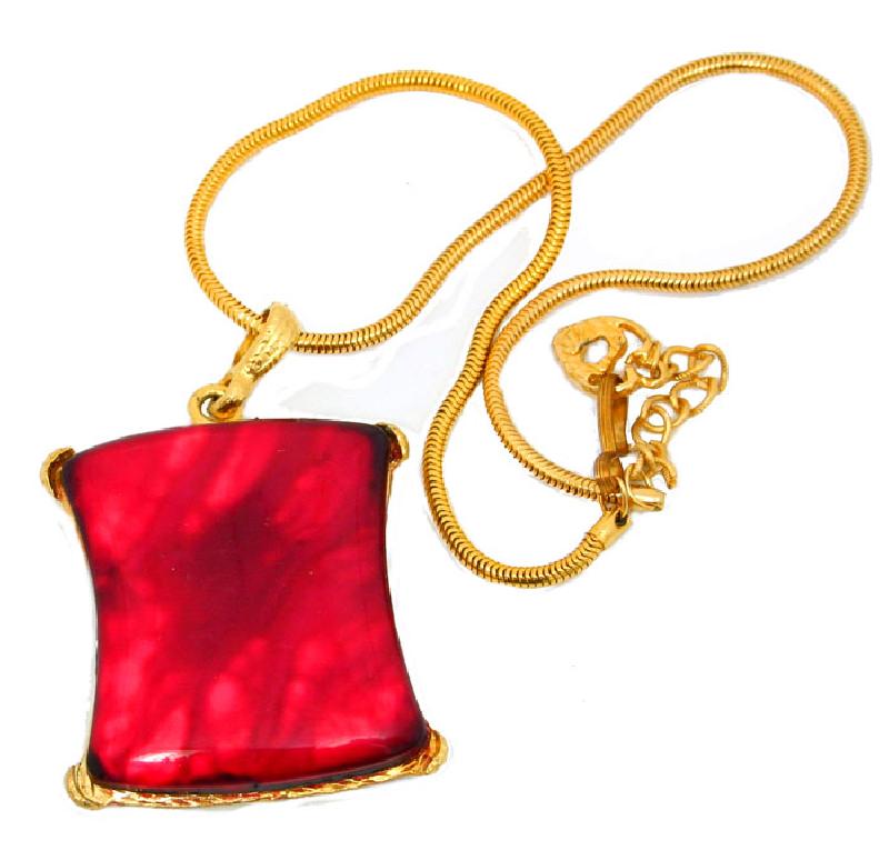 Front view of Pink Plastic Pendant