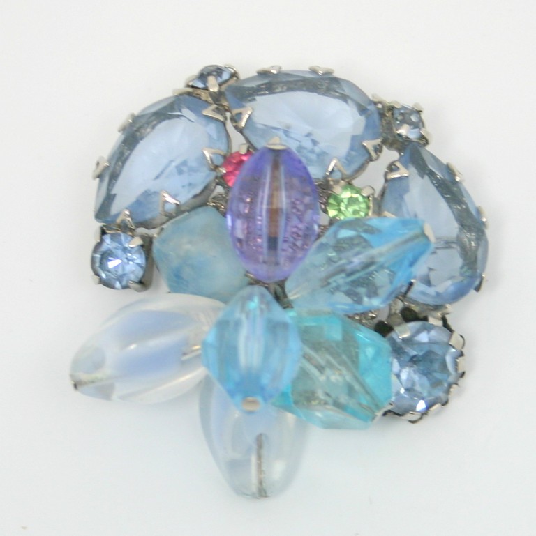 Front view of Blue Pear Brooch