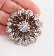 Gray (black Diamond) Navettes Brooch