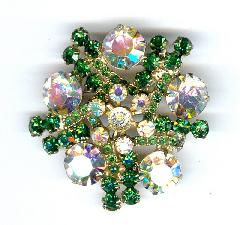 Green Chatons Only Brooch