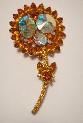 Topaz Navettes Rivoli/Margarita Brooch