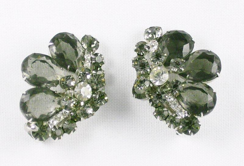 Front view of Gray (black Diamond) Pear Earrings Clip