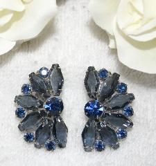 Blue Hexagon Earrings Clip