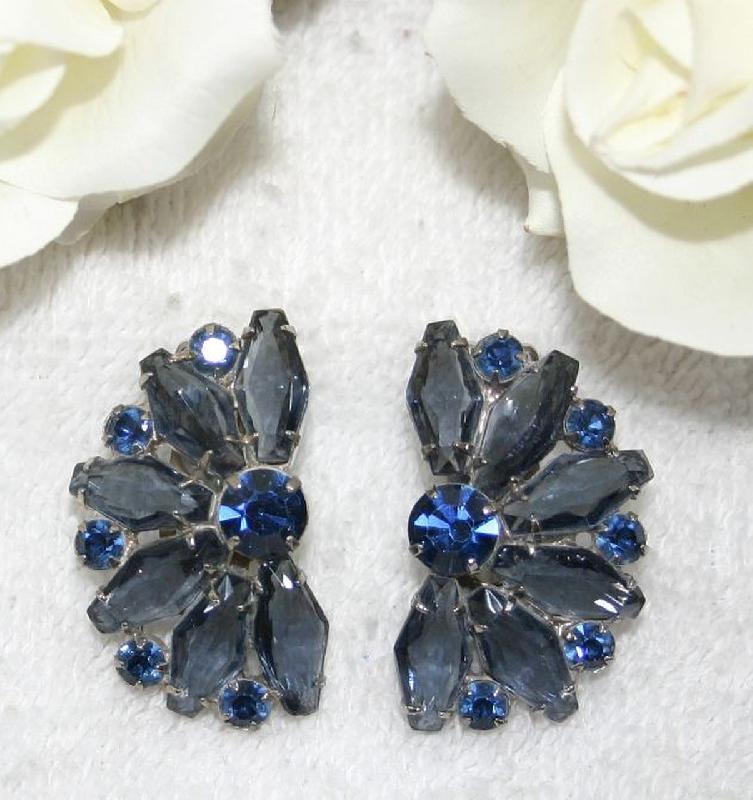 Front view of Blue Hexagon Earrings Clip