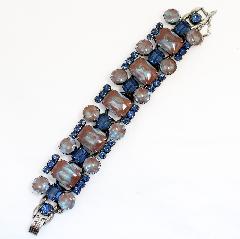 Blue Emerald Cut Multi-Color/Shaded Bracelet 5 Link
