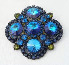 Blue Chatons Only Rivoli/Margarita Brooch