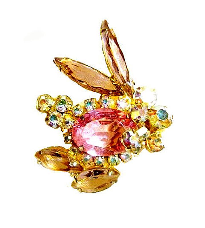 Front view of Pink Oval Brooch