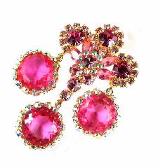 Pink Framed Disks Pin Pendant