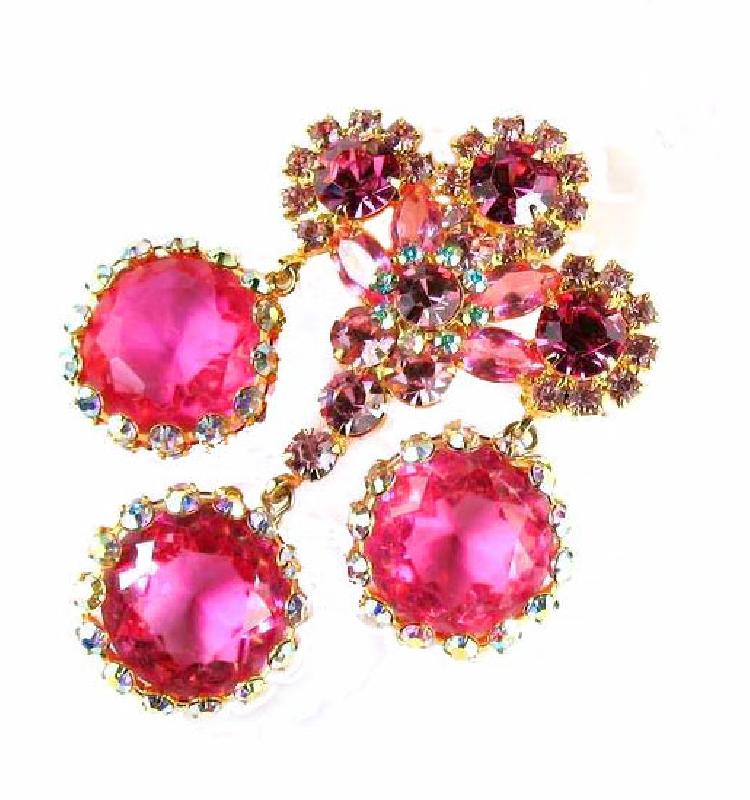 Front view of Pink Framed Disks Pin Pendant
