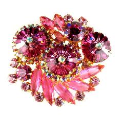 Pink Navettes Rivoli/Margarita Brooch