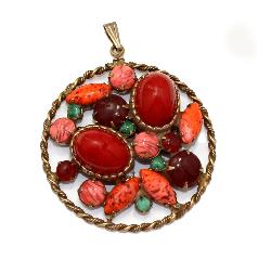 Red Cabochons Plastic Pendant