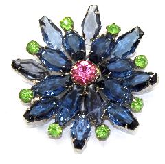 Blue Hexagon Brooch