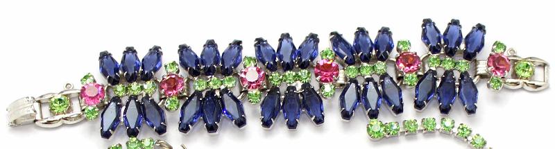 Front view of Blue Hexagon Bracelet 5 Link