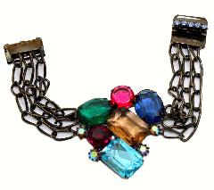 Multiple Colors Emerald Cut Bracelet Flat Push In