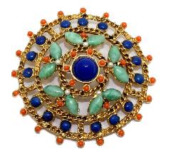 Multiple Colors Cabochons Brooch