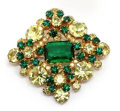 Green Emerald Cut Brooch
