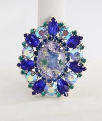 Blue Cabochons Painted (hand/Transfer) Pin Pendant