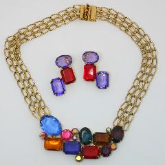 Multiple Colors Emerald Cut Necklace